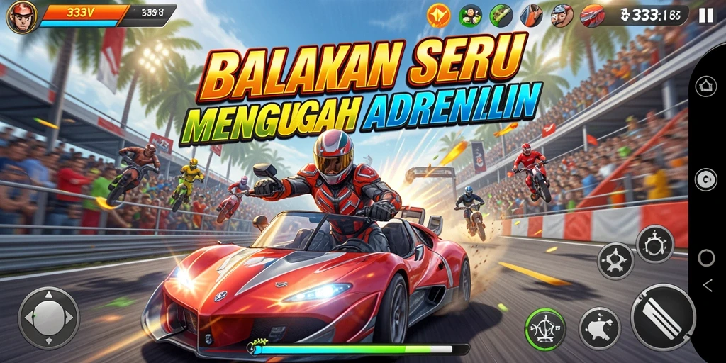 Tampilan gameplay Racing yang mendebarkan di 333V.