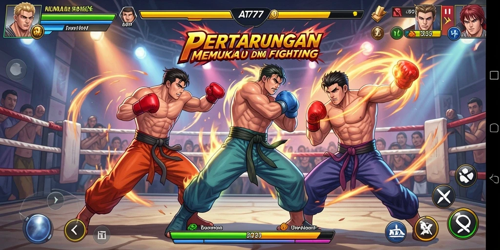 Tampilan gameplay beraksi dalam pertarungan epik di AT777.