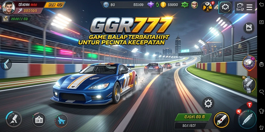 Gameplay balap mendebarkan di GGR777 dengan mobil berkecepatan tinggi.