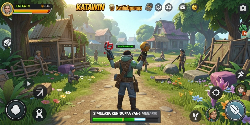 Screenshot gameplay KATAWIN menampilkan pengalaman simulasi yang menarik.