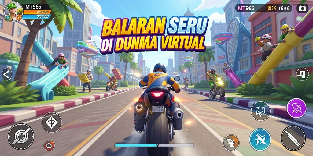 Tampilan gameplay seru dari MT966 dengan balapan cepat.