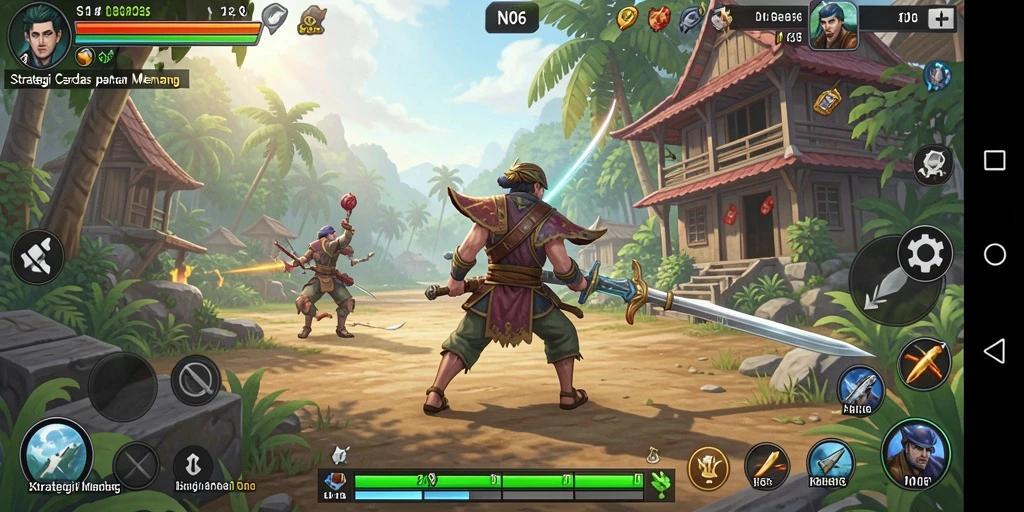 Tangkapan layar dari gameplay N06 menunjukkan pertempuran strategi yang intens.