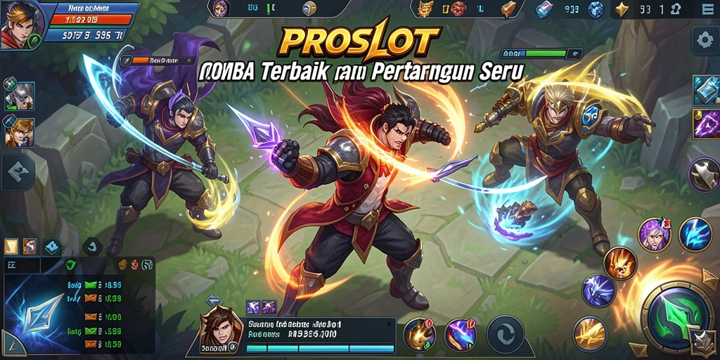 Gameplay seru di arena pertarungan MOBA PROSLOT.