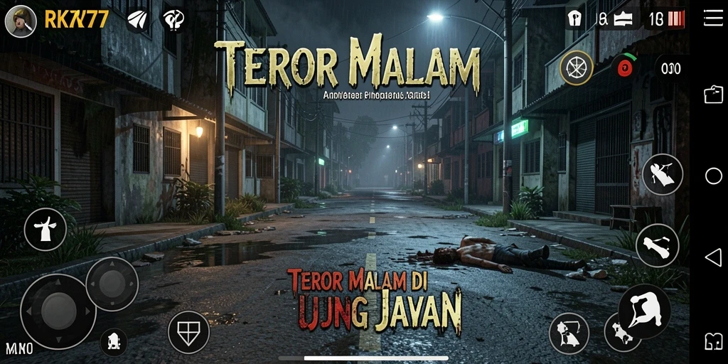 Tangkapan layar permainan RK77 menampilkan suasana horor yang menegangkan dan grafik yang mengesankan.