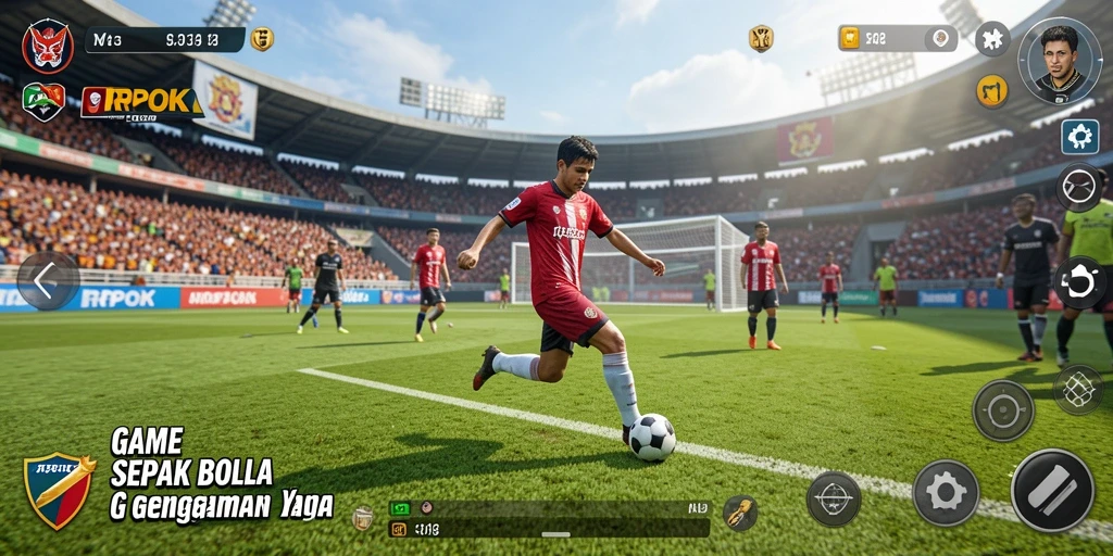 Tampilan gameplay RPOK dengan aksi sepak bola yang menegangkan.