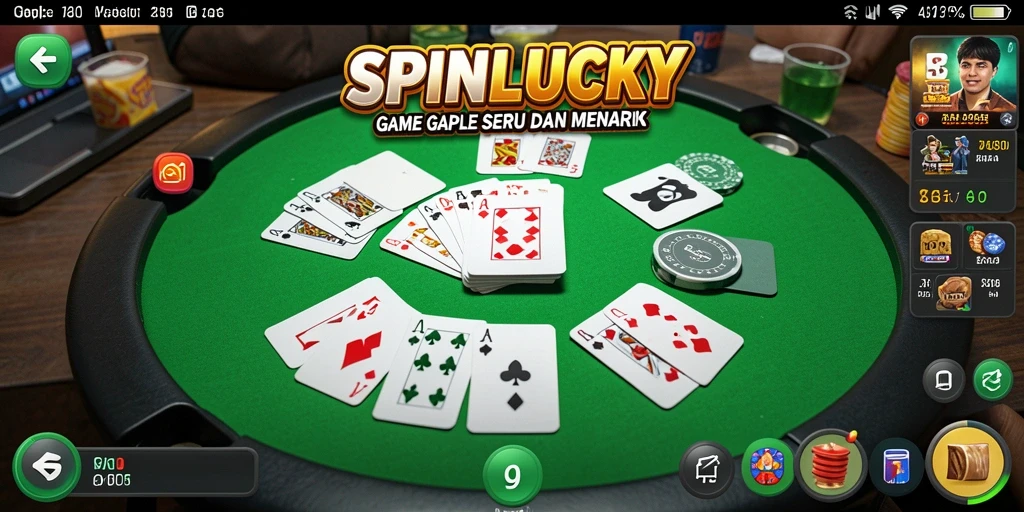 Tampilan gameplay menarik dari SPINLUCKY dalam permainan Gaple.