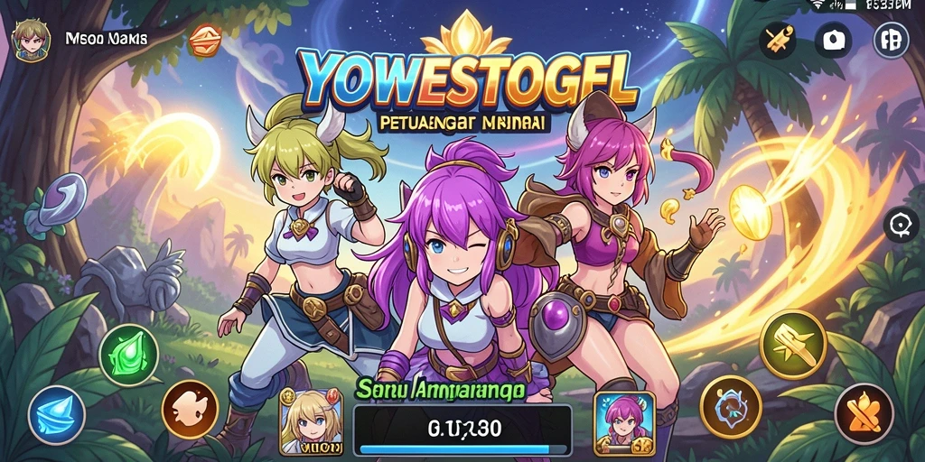 Tampilan screenshot utama YOWESTOGEL menampilkan aksi karakter Anime yang menegangkan.