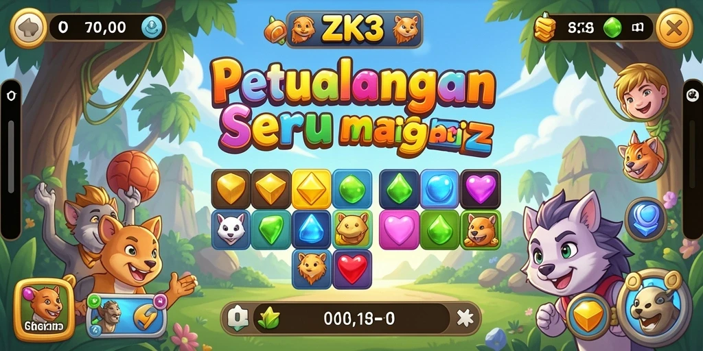 Tampilan gameplay seru dalam ZK3 yang penuh warna.